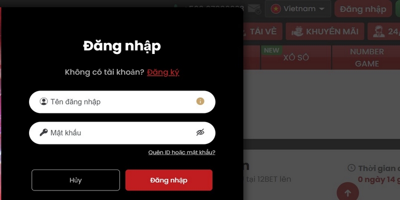 Điền tên đăng nhập hệ thống